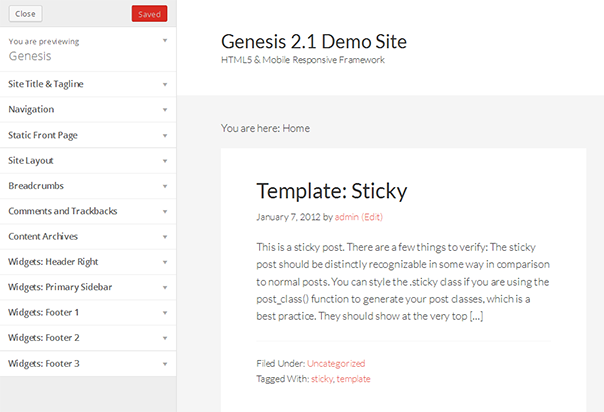 Customize Genesis — WordPress