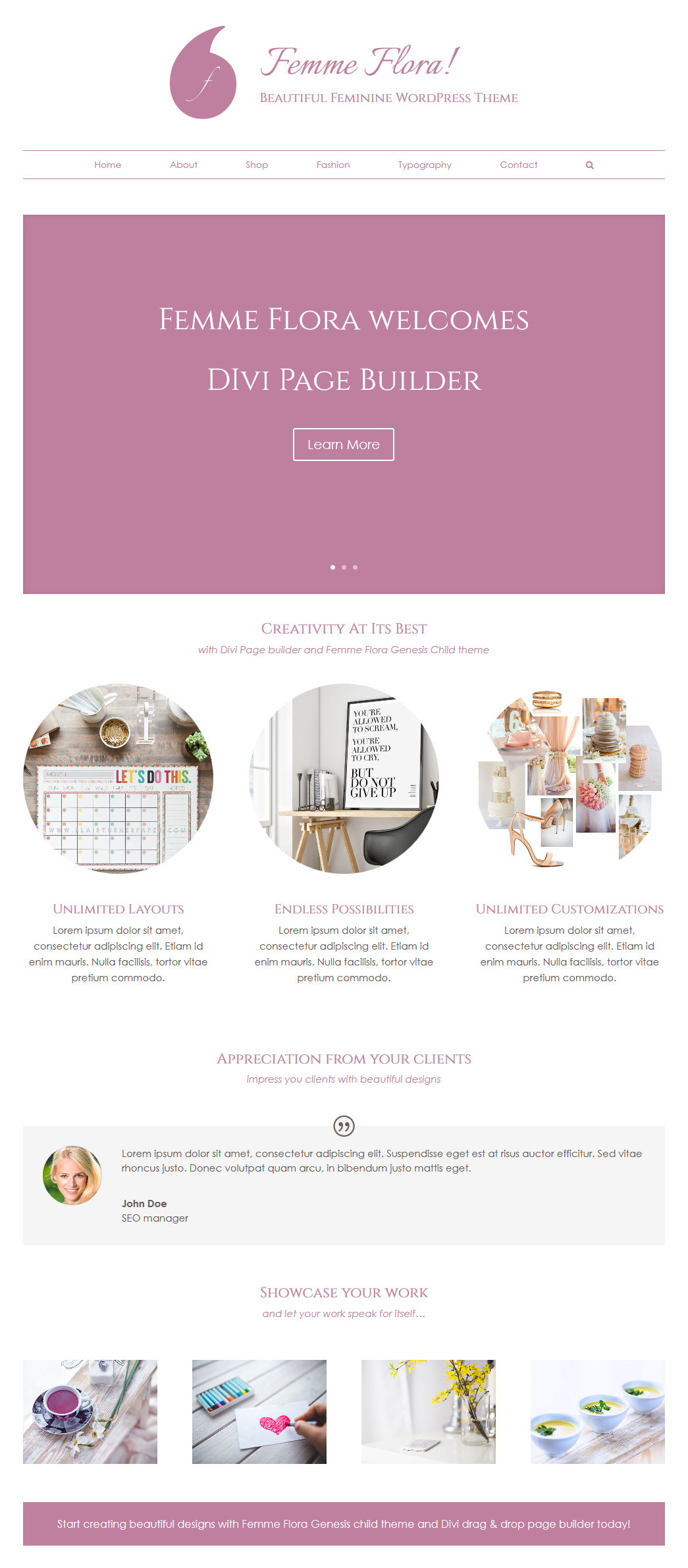 Divi Page Builder With Femme Flora Genesis Child Theme