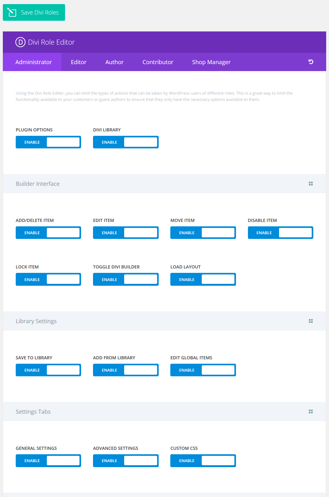 Divi Role Editor