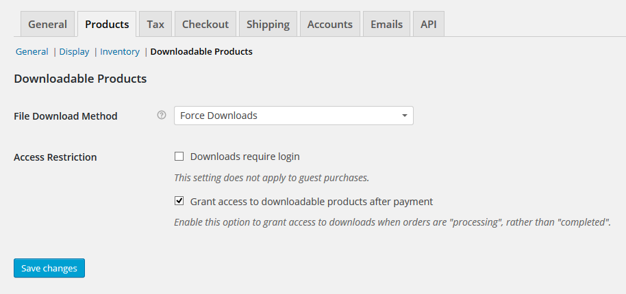 Downloadable Product Settings