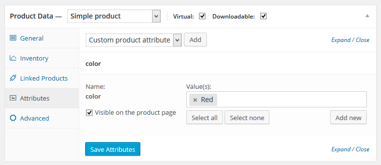Product Data-attributes
