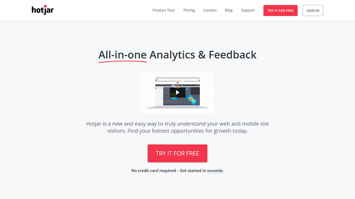 Hotjar website and mobile analytics tool