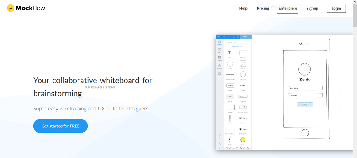 Mockflow for developing wireframes