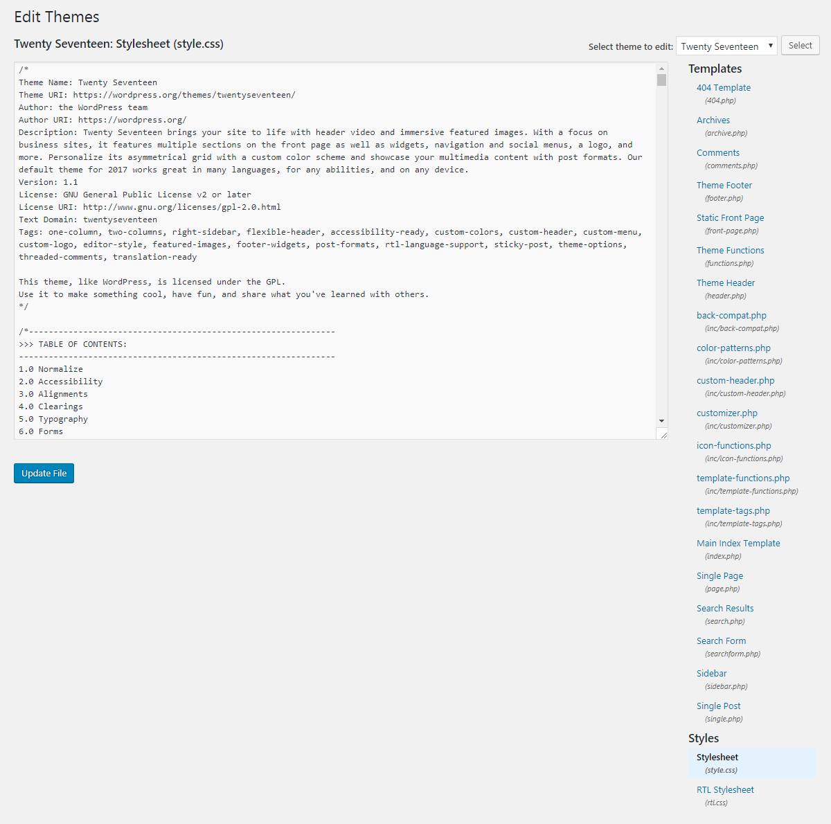 WordPress Theme Editor