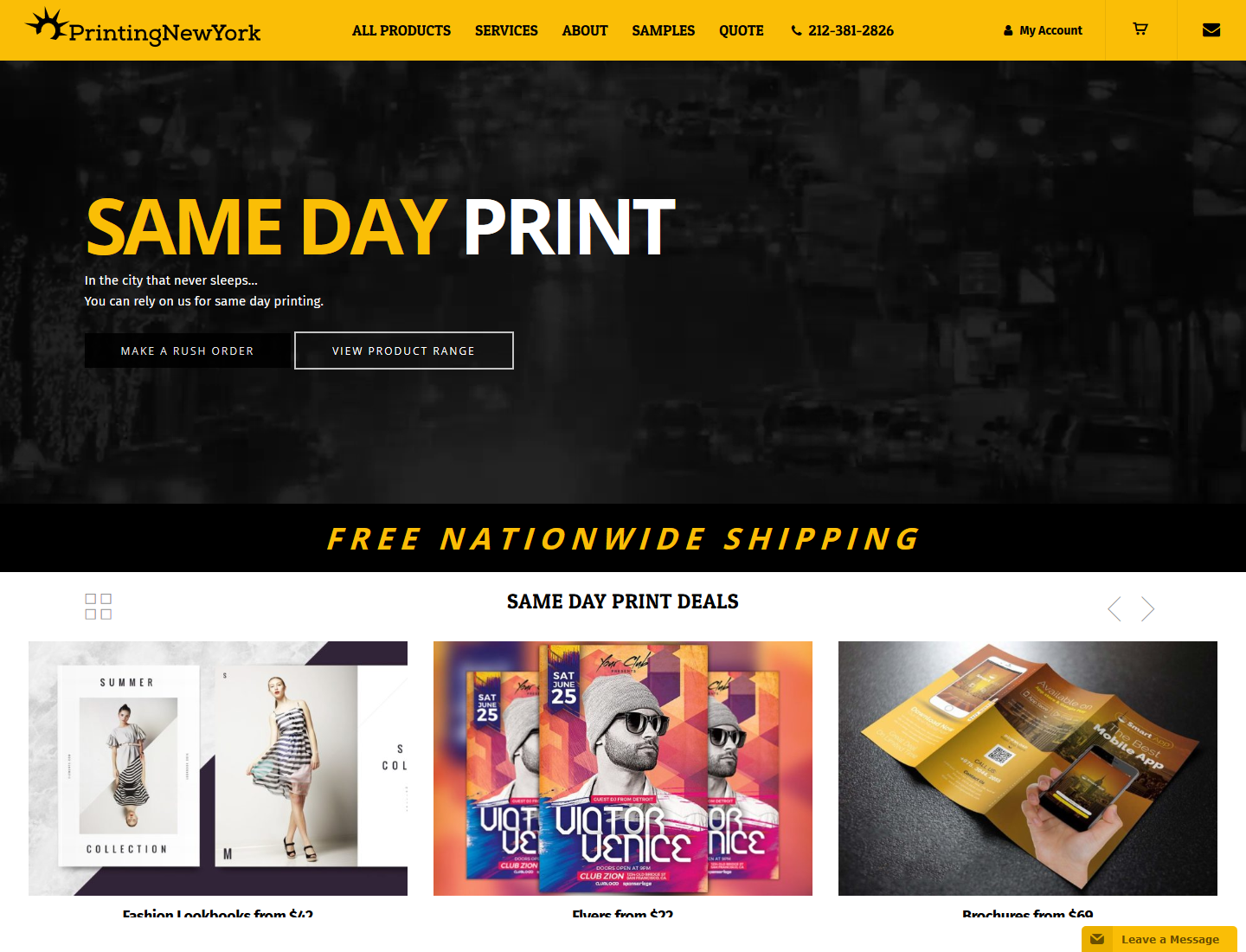 Printing New York WordPress ecommerce site