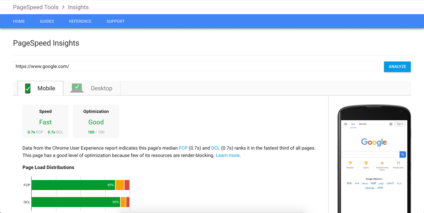 google pagespeed insights for testing pagespeed