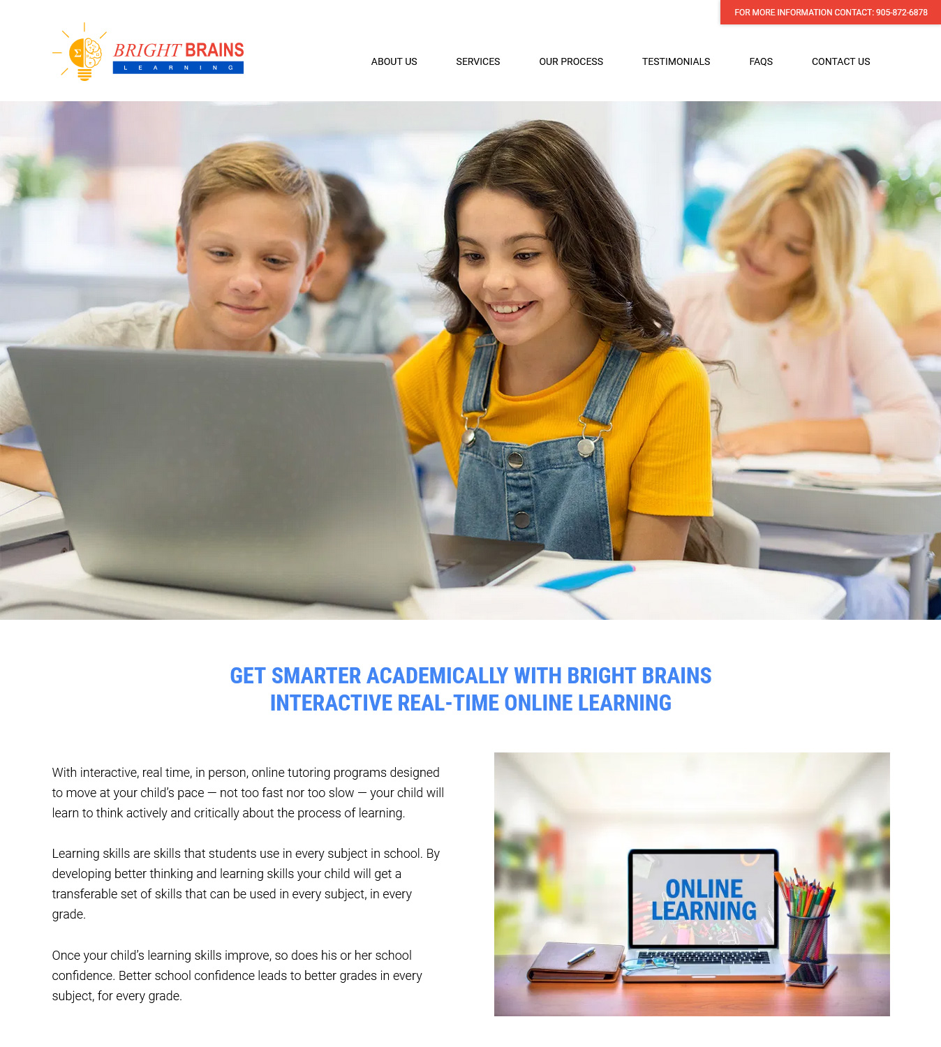 Bright Brains, One Page Website