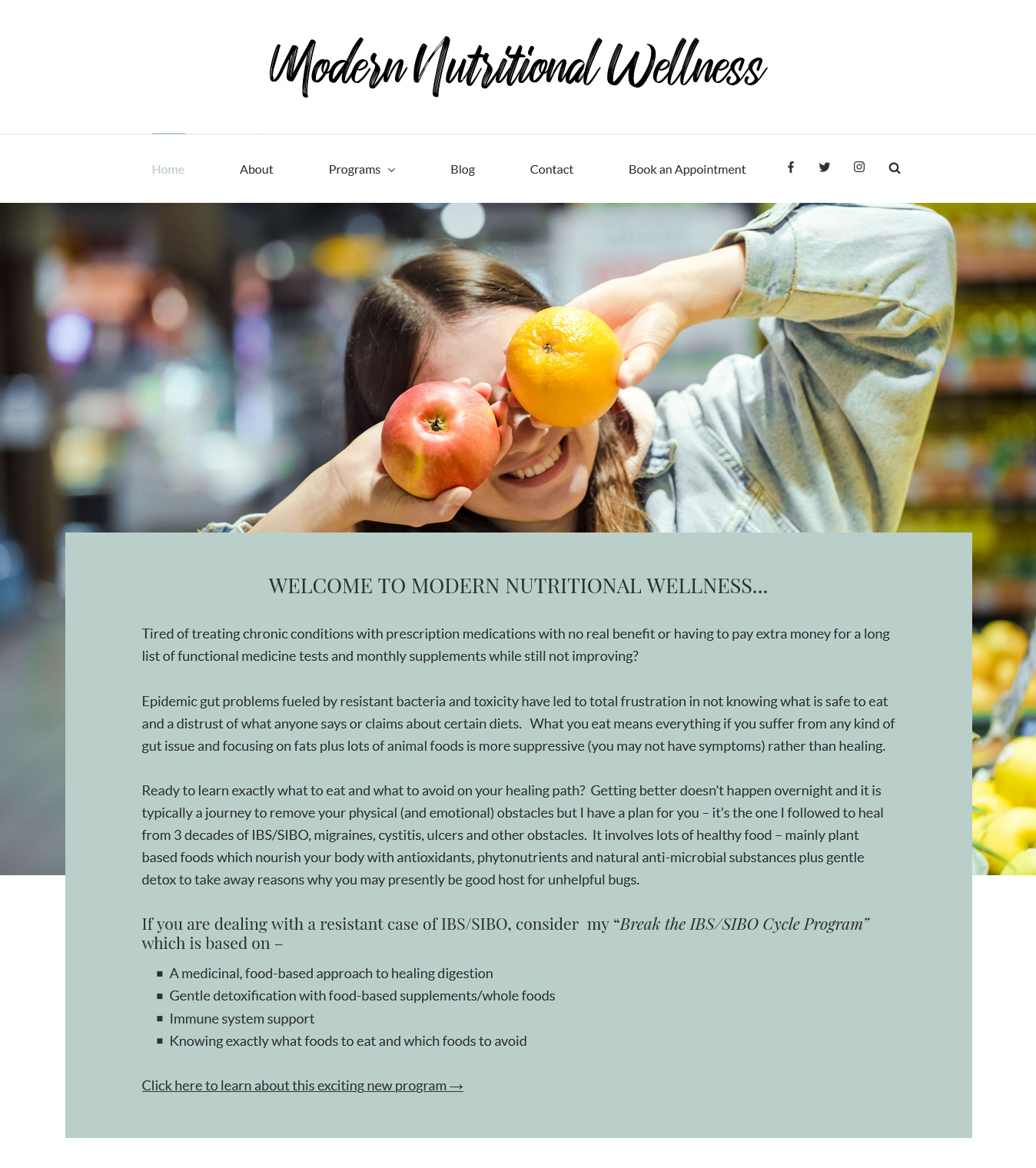 Website design for Modern Nutritional Wellness